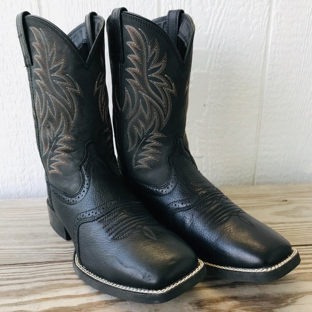 Ariat Sport Mens Black Leather Cowboy Western Boots 10 D 10016292